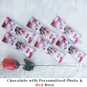 Chocolate with Personalized Photo & Red Rose (6 Chocolates)